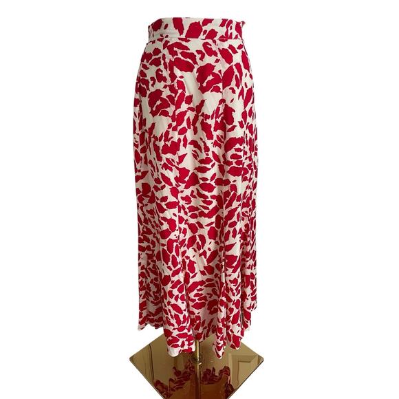 VTG Liz Claiborne Skirt Womens  6 Red Hot Artsy Flowy Career Boss Babe Rich Mom - Picture 2 of 9